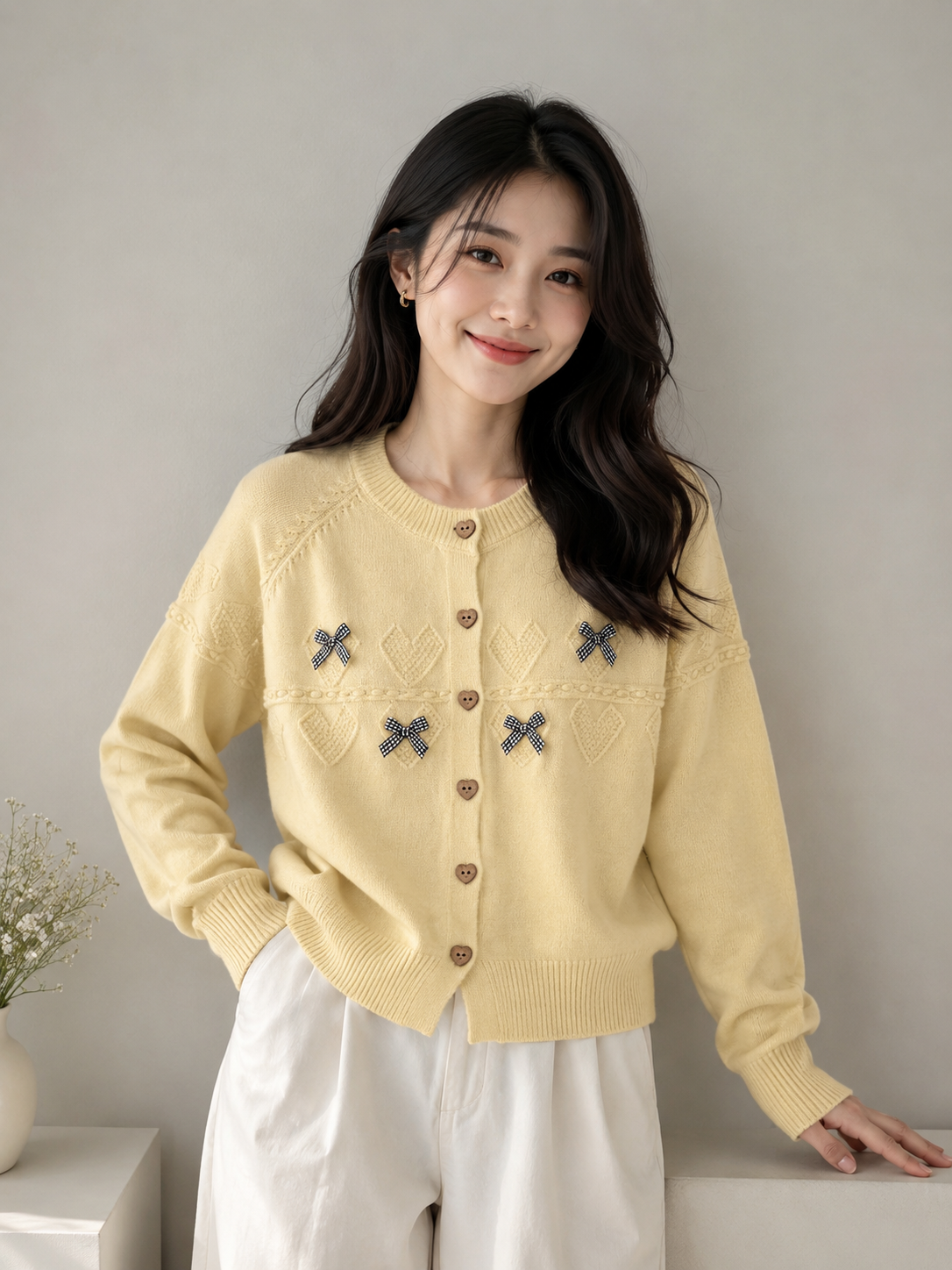 Heartwood Knit Bow Cardigan